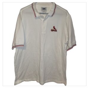 Lee Sport St Louis Cardinals Polo Shirt Mens Large White MLB Embroidered Logo